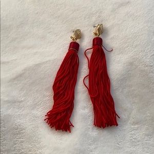 Red tassel earrings